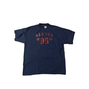 VTG 1995 BOSTON RED SOX SHIRT SIZE XL MADE ON USA AINGLE STITCH DARK BLUE MURINA